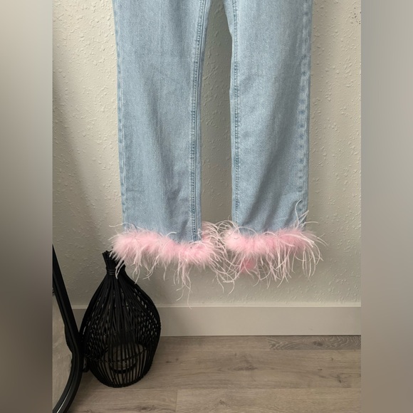 Gianni Bini - x Nastia Liukin Anna Denim Straight Leg Feather Detail Jeans NWT - Picture 8 of 14